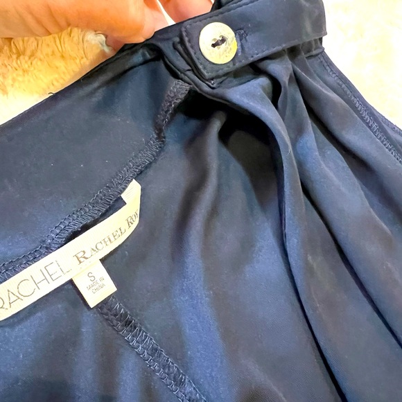 RACHEL ROY sleeveless shorts romper jumpsuit skort size small blue silky pockets - Picture 6 of 9